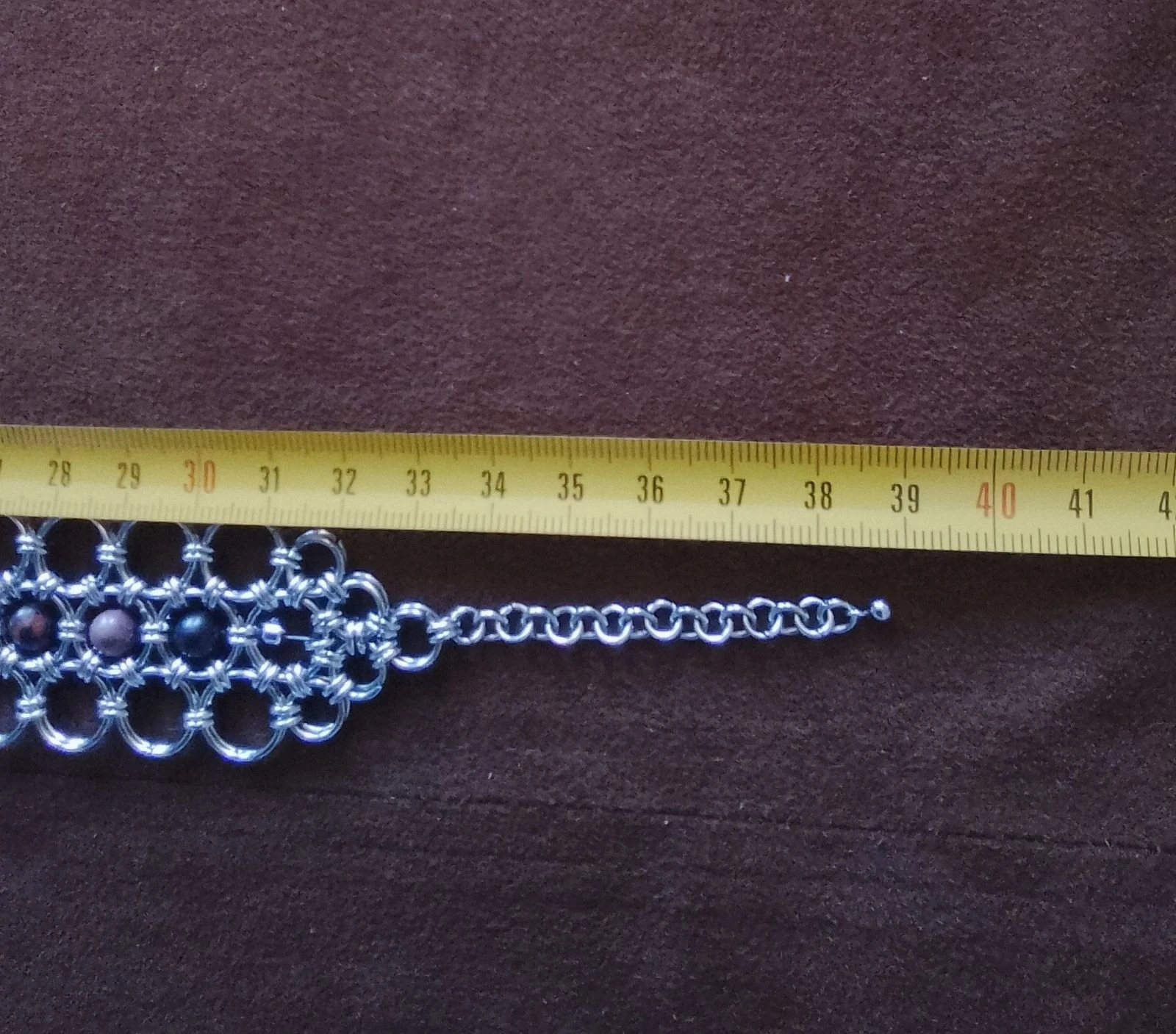 Japanese chainmail choker necklace with natural stones – photo 7